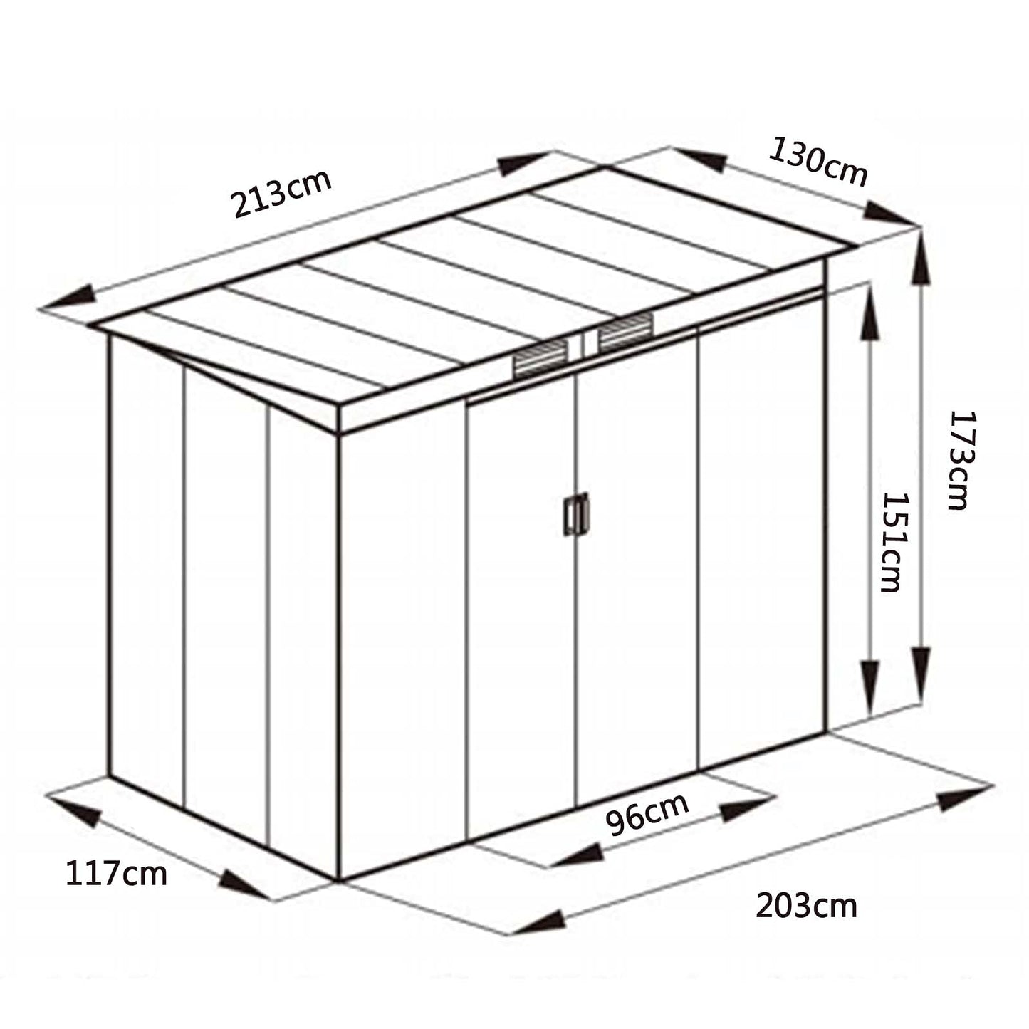 GiantexUK 7x4FT Metal Garden Shed, Outdoor Galvanized Storage House (7x4FT, 2 Vents)