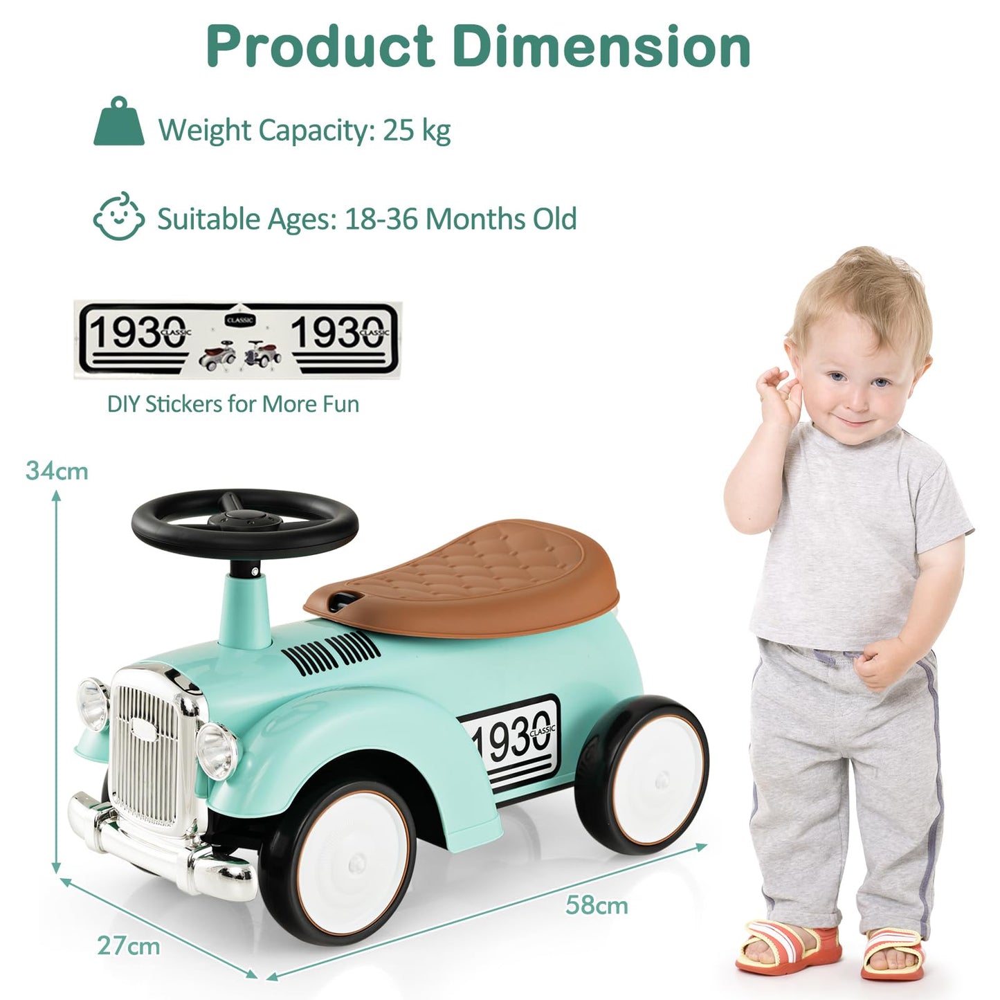 Toddler Foot to Floor Sliding Walker with Under seat Storage