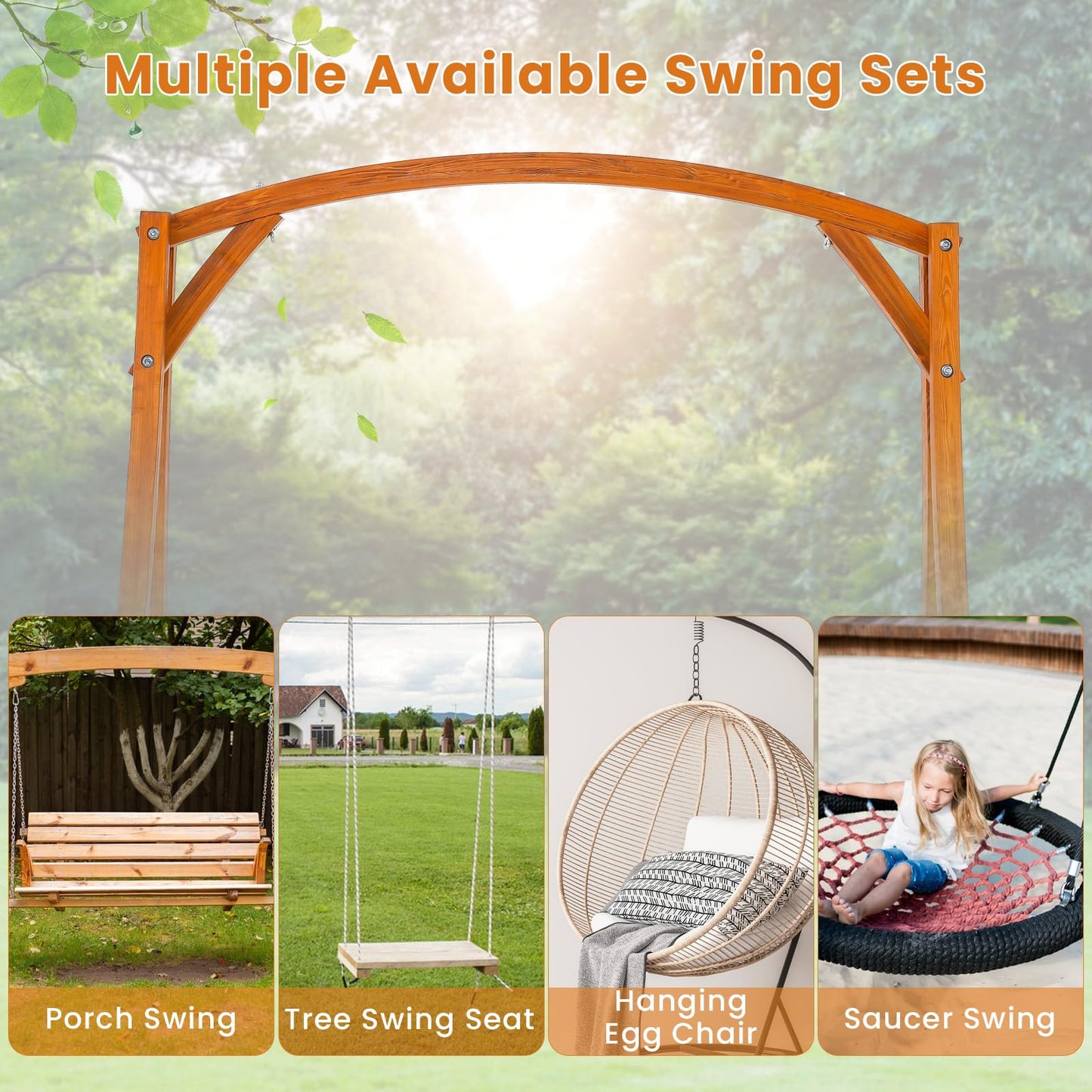 Solid Wood Garden Swing Stand Frame