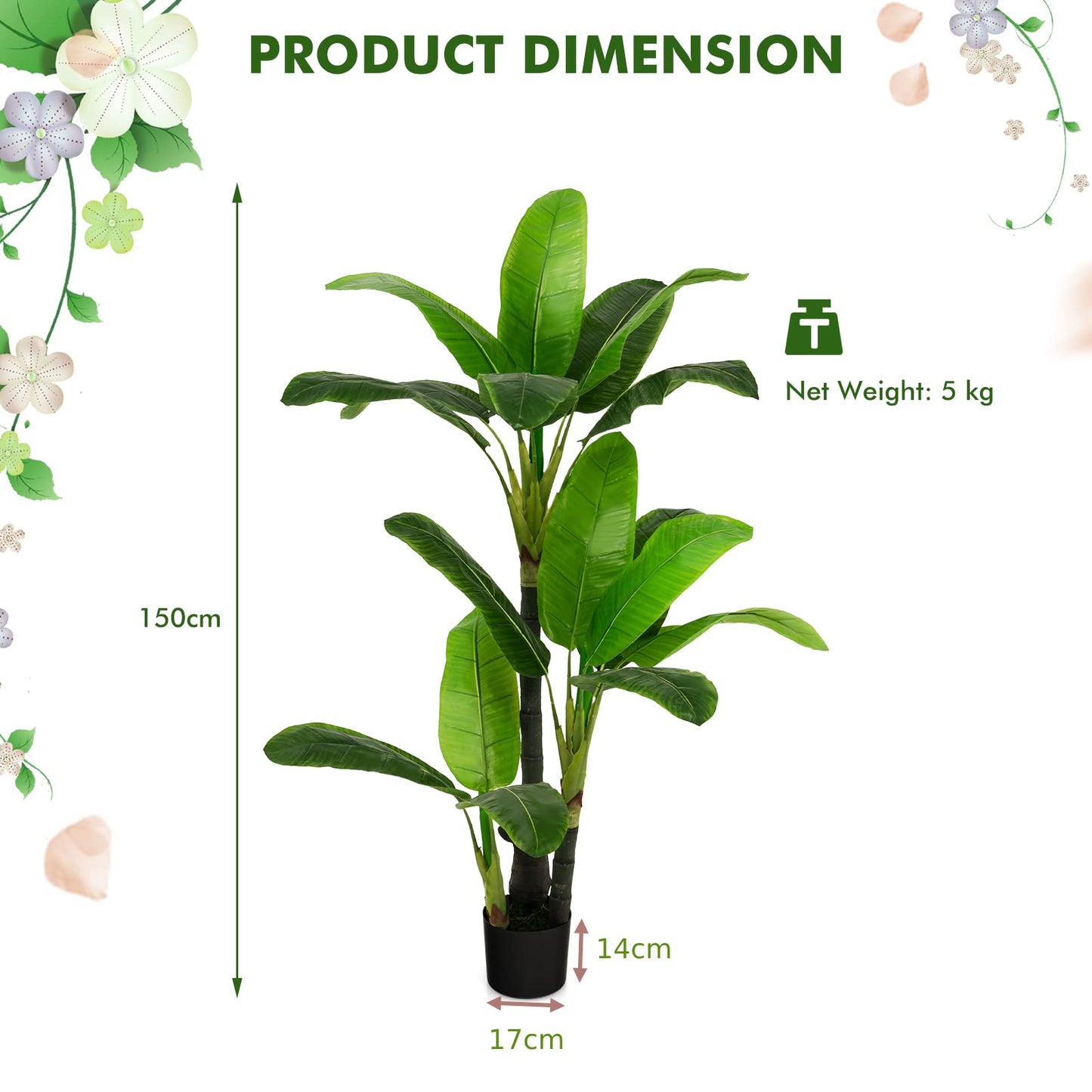 150cm Artificial Bird of Paradise Tree with Pot
