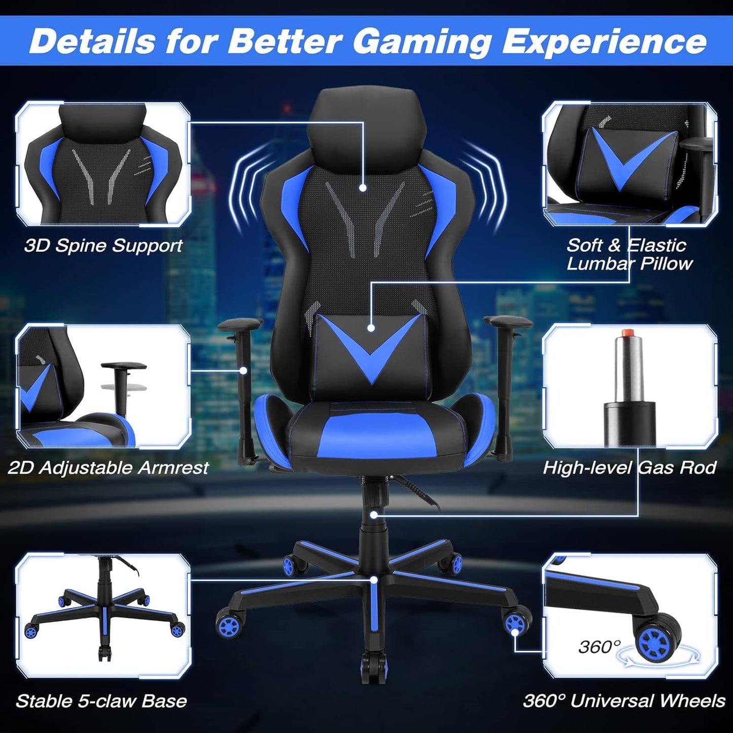 Ergonomic Gaming Chair with Tilting Function