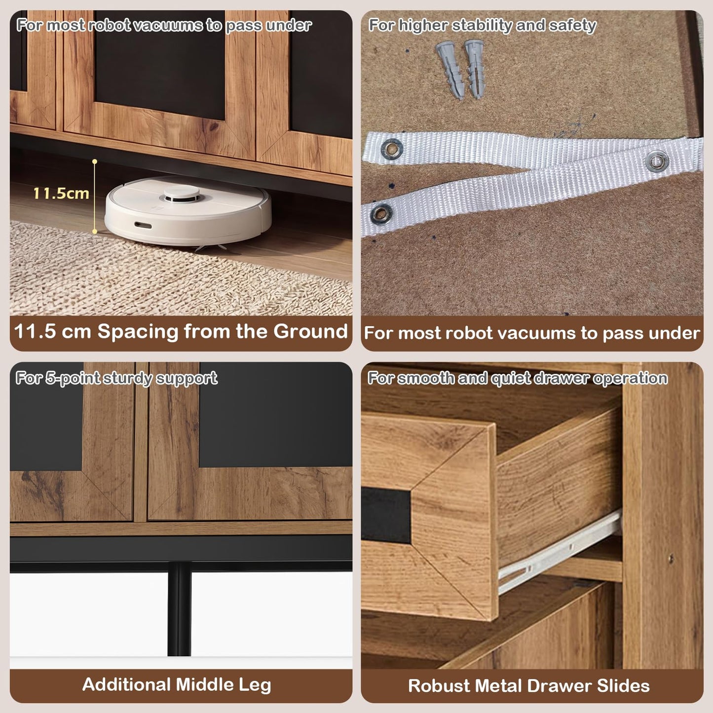 Storage Cabinet, Wooden Buffet Sideboard with Drawer, Doors, Removable Shelves