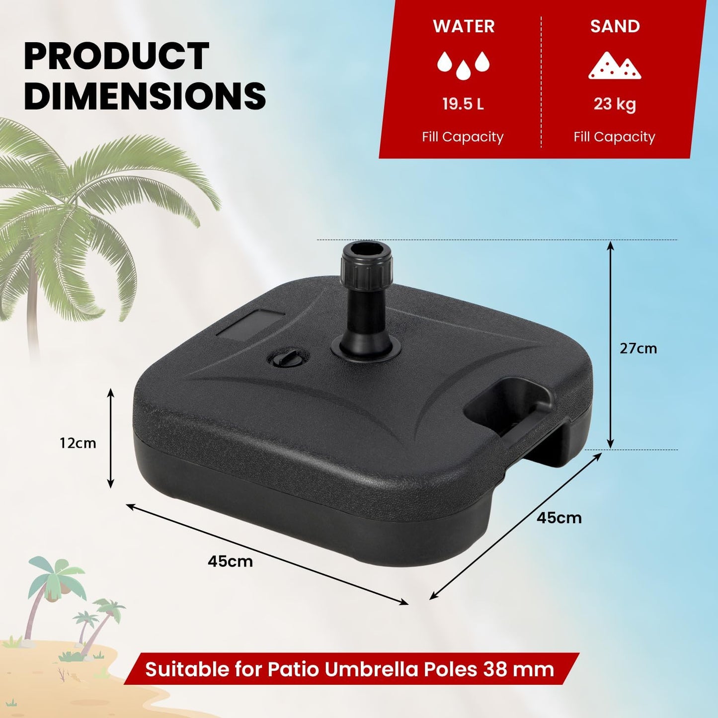 45 x 45 x 27cm Patio Parasol Umbrella Stand
