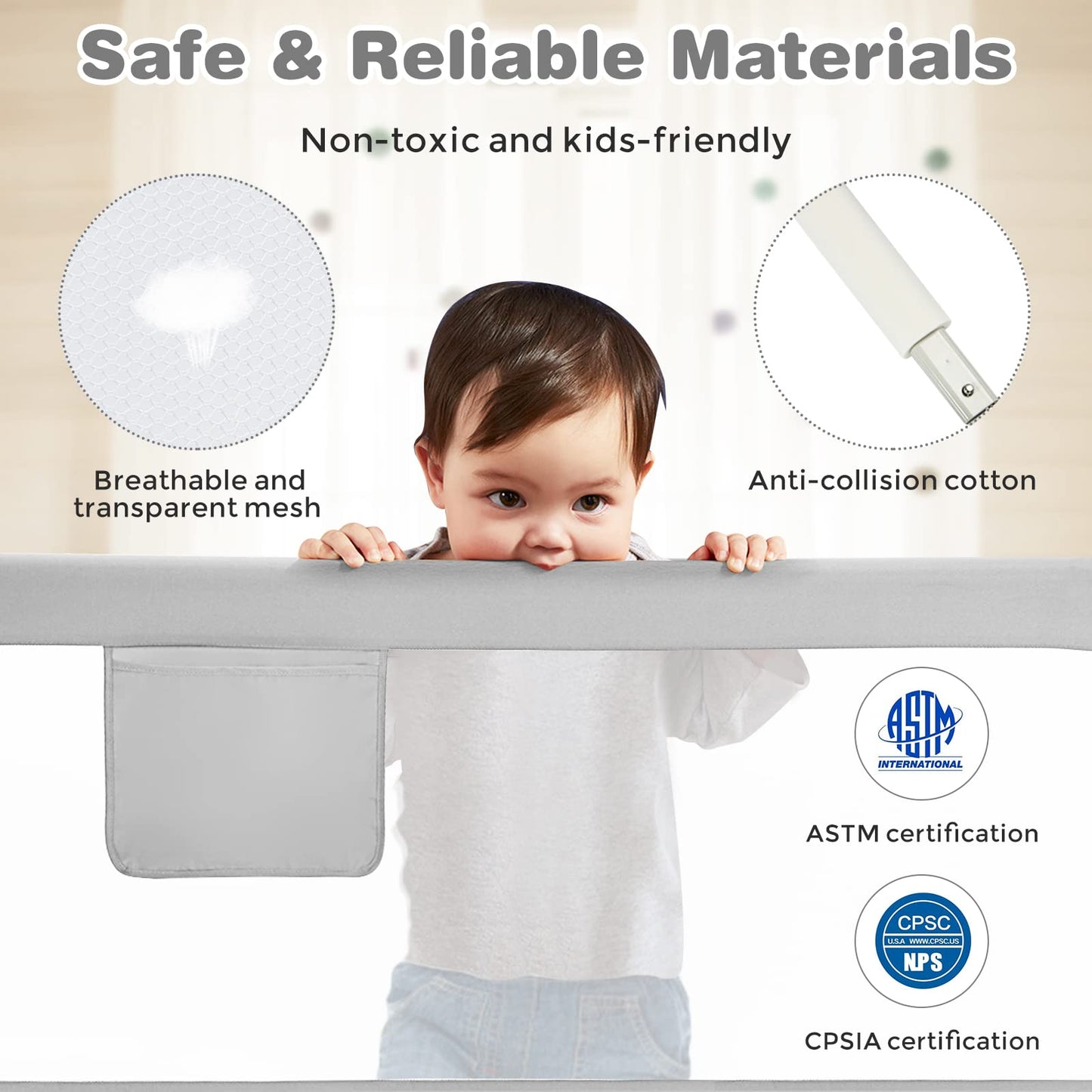 57’’ Extra Long, Height Adjustable & Foldable Baby Bed Rail