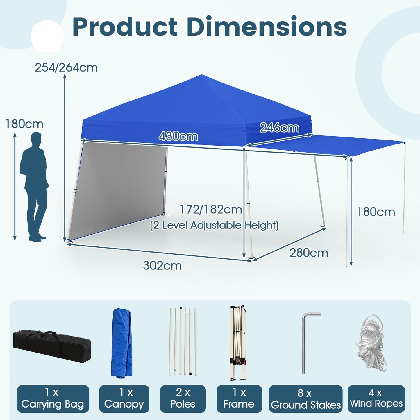 Pop up Canopy Tent with 2 Sidewalls Easy Setup Outdoor Sun Shelter