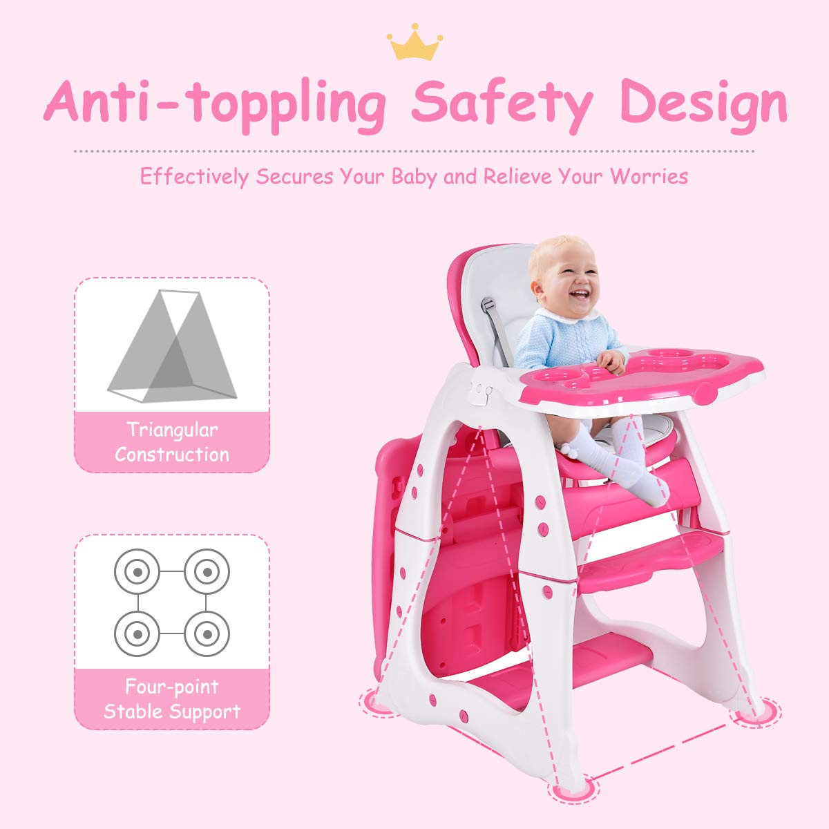 Convertible Highchair Booster Seat with Reclining Backrest