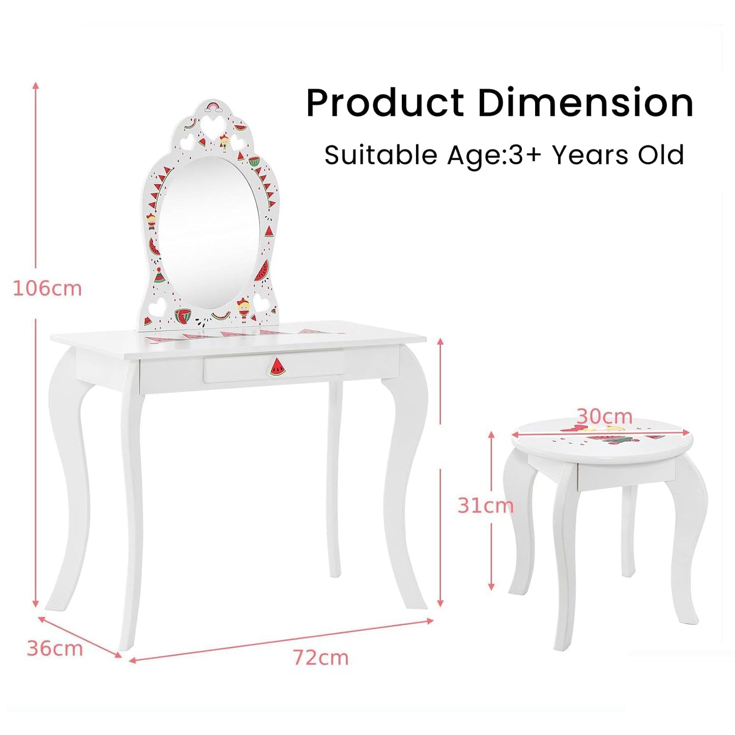 2-in-1 Kids Vanity Set with Mirror and Drawer