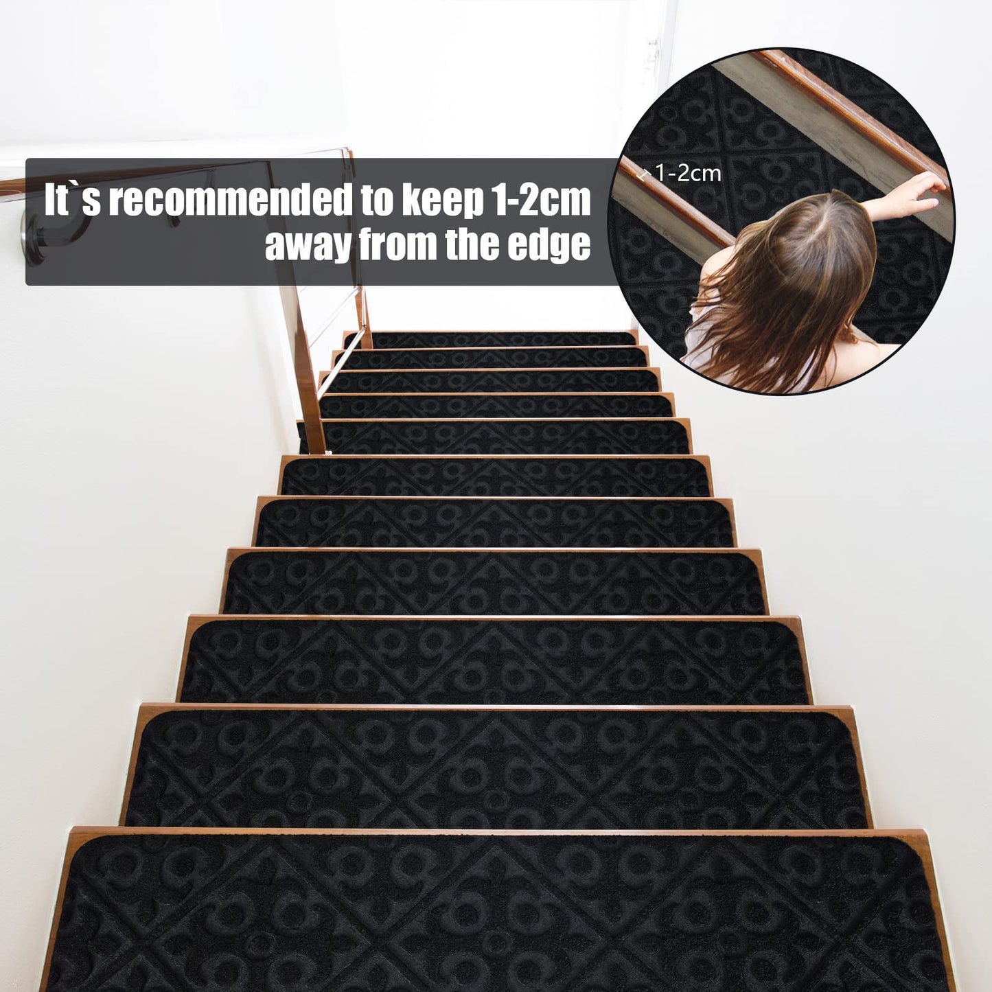 15 Pack Indoor Stair Runners Safety Rug with Reusable Adhesive