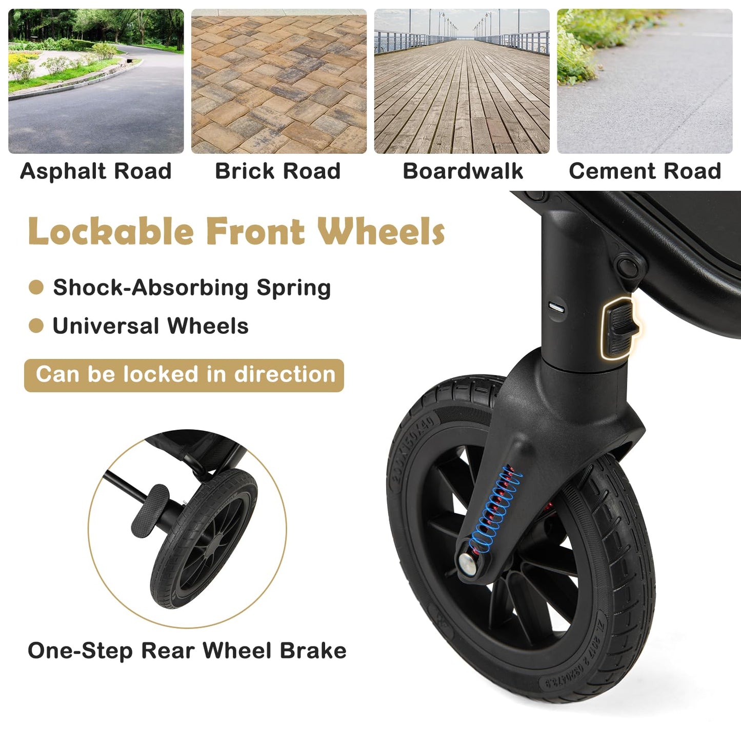 3-in-1 Newborn Stroller Folding Convertible High Landscape Toddler Stroller