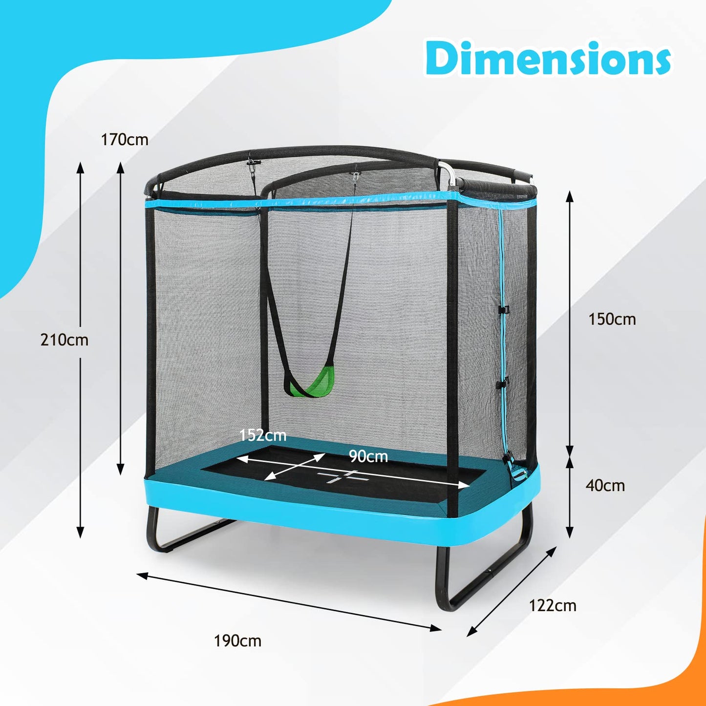 Rectangle Trampoline with Enclosure Net