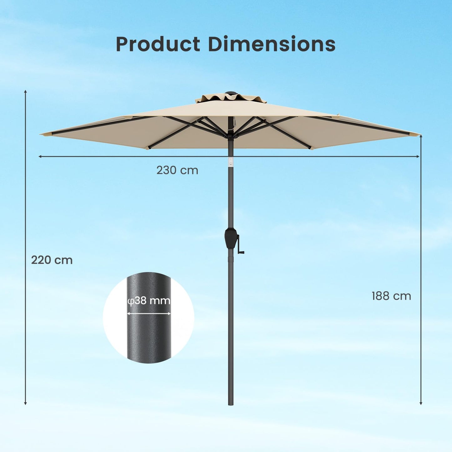 Outdoor Heavy Duty Umbrella with Push Button Tilt