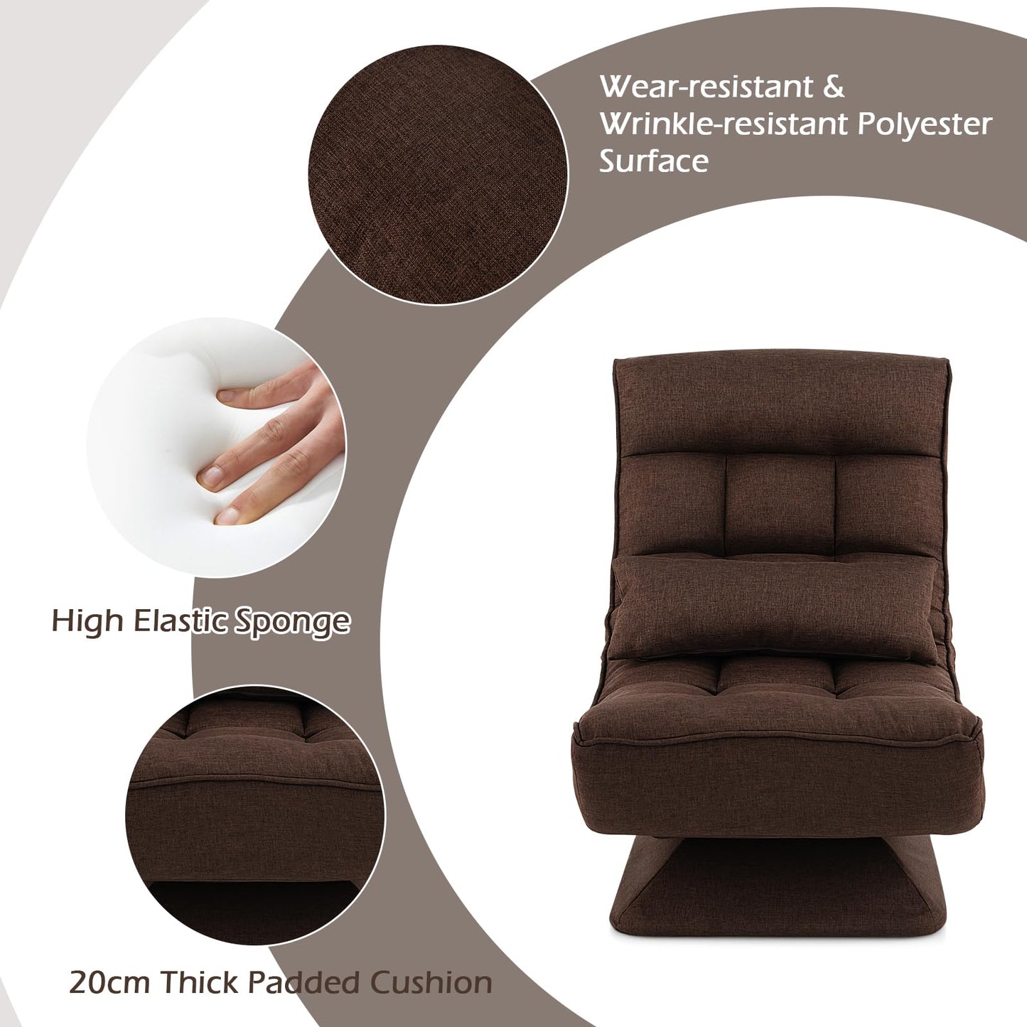 4-Position Adjustable Floor Chair with Swivel Base