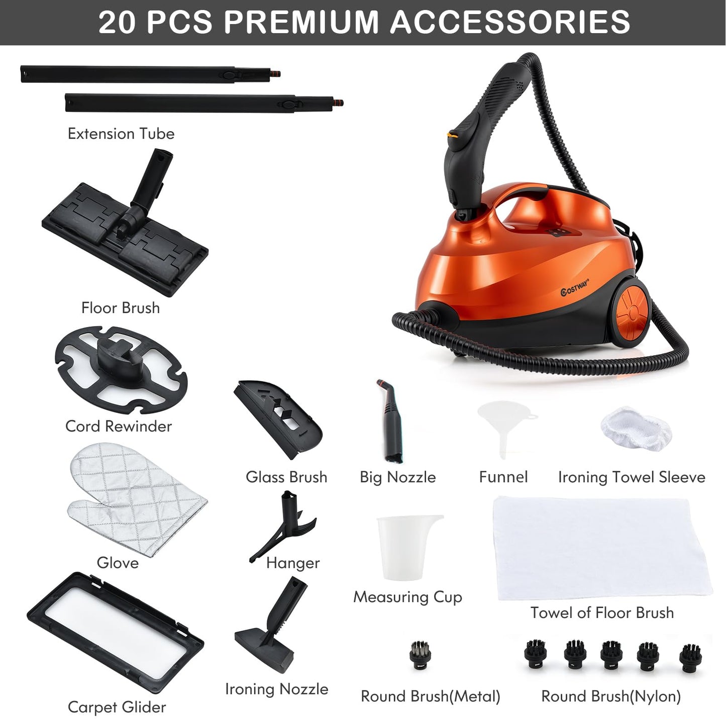 Giantex Steam Cleaner 2000W Multipurpose Steam Mop with 20 Accessories & 1.5L Tank
