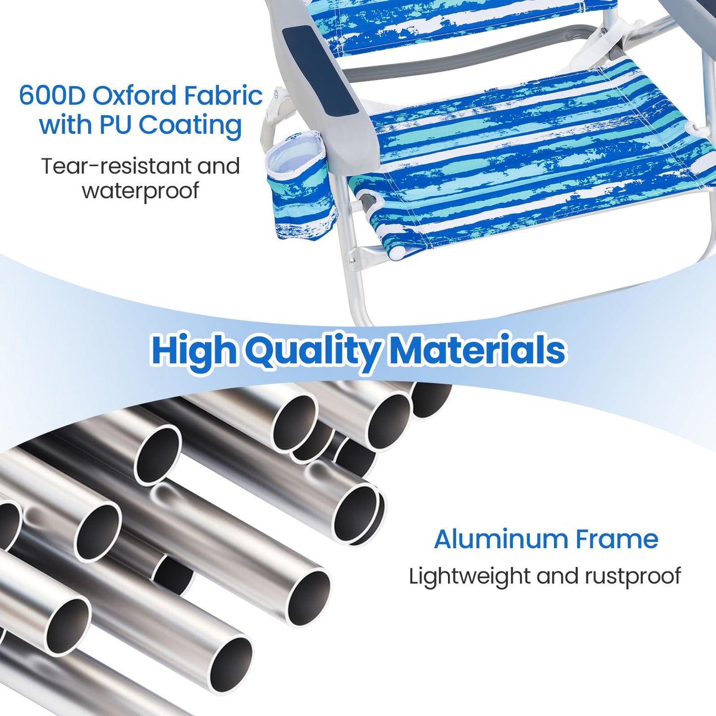 2 Pack Folding Beach Chair Lightweight Lay Flat Lounge Chair