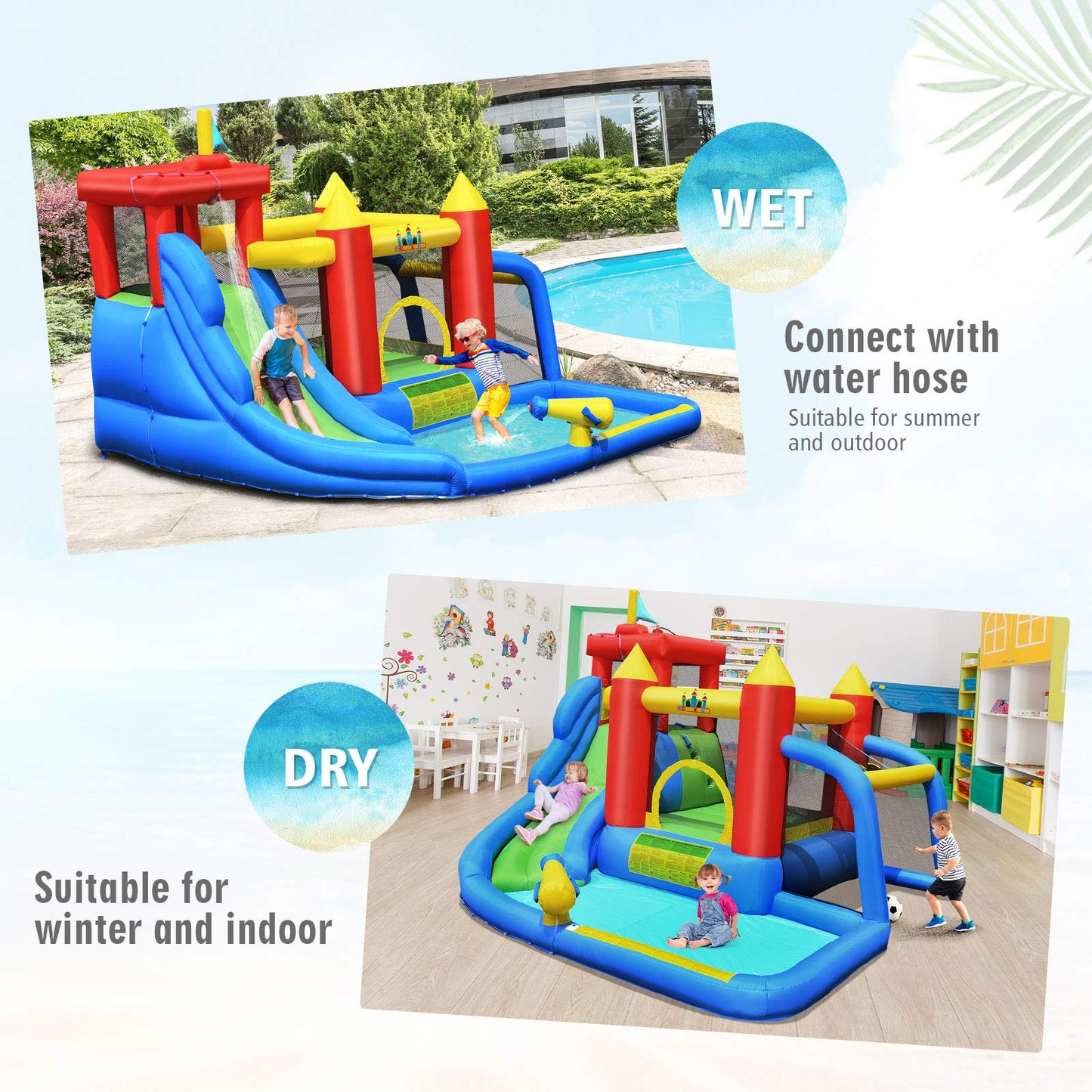 Kids Inflatable Water Park with Slide for Summer Outdoor Play