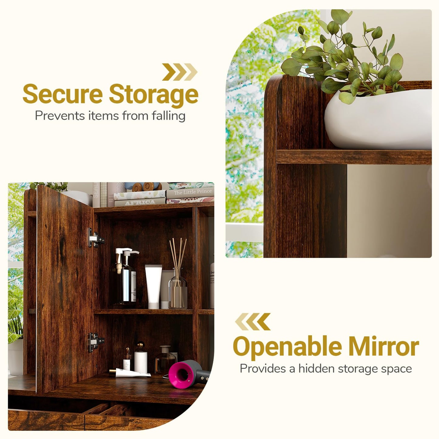 Vanity Desk with Mirror and Stool Wide Makeup Dressing Table