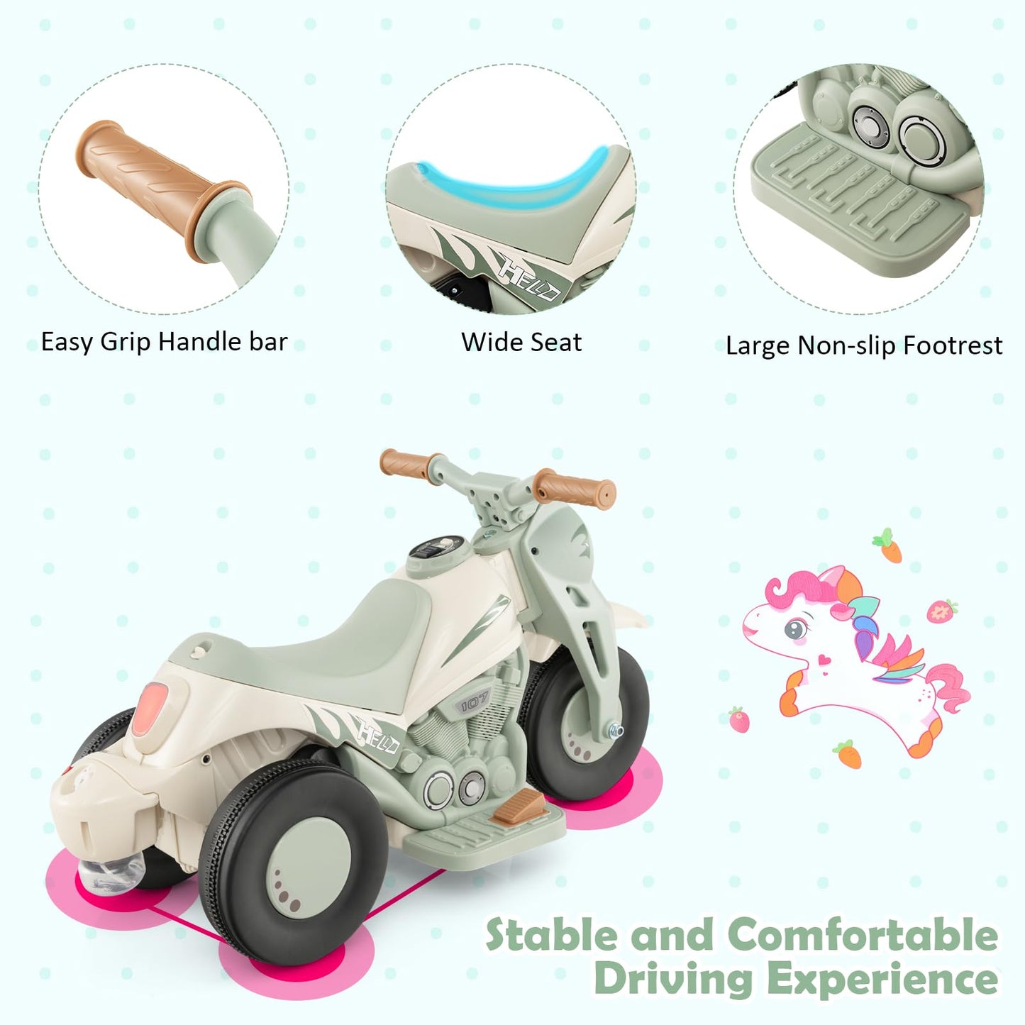 6V Electric Kid Ride on Motorcycle with Bubble Maker