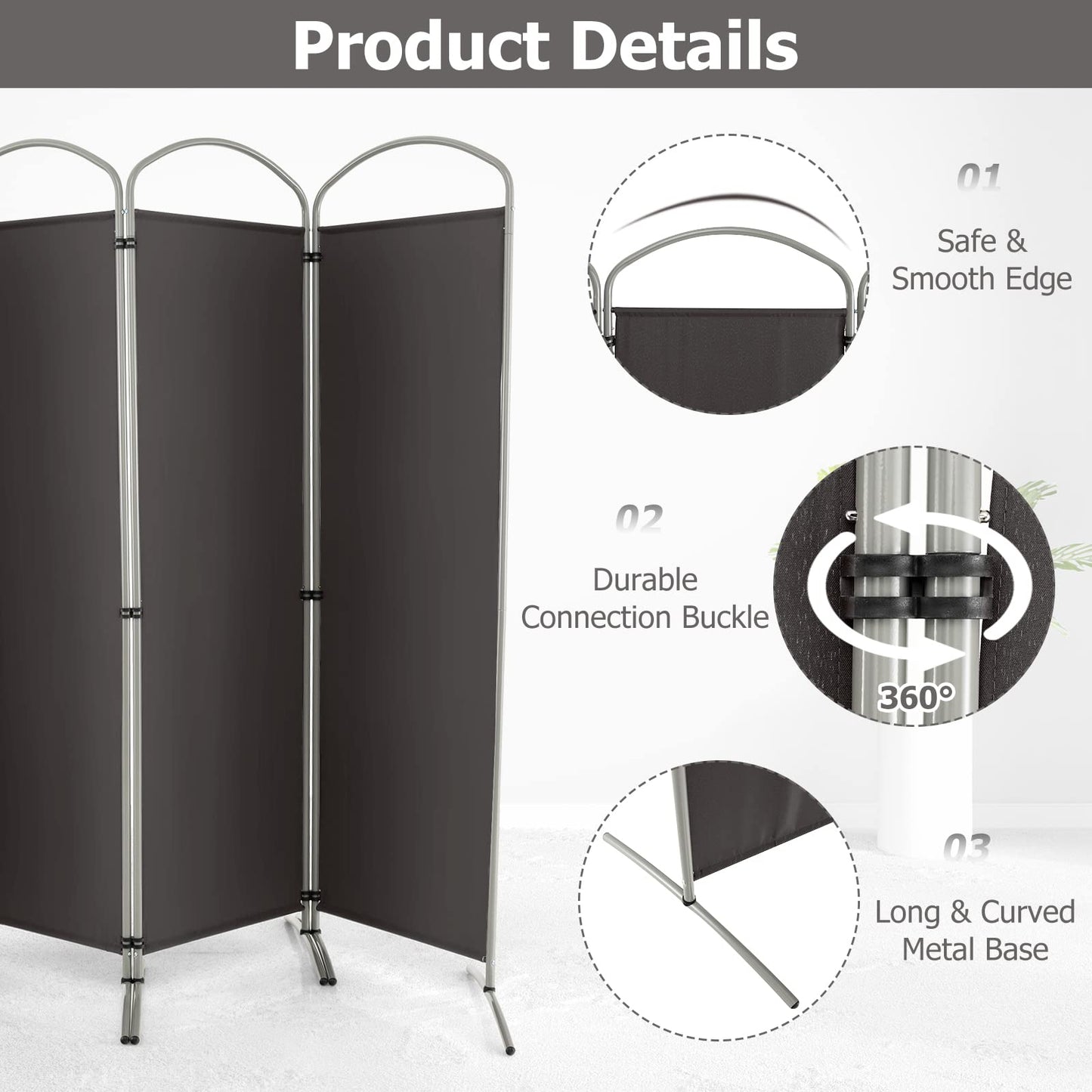 Giantex 4 Panel Folding Room Divider, Freestanding Wall Privacy Screen Protector (221 x 188cm)