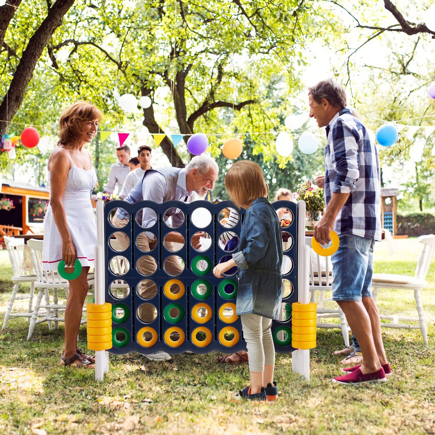 Four in A Row Game Set with 42 Jumbo Rings & Quick-Release Slider