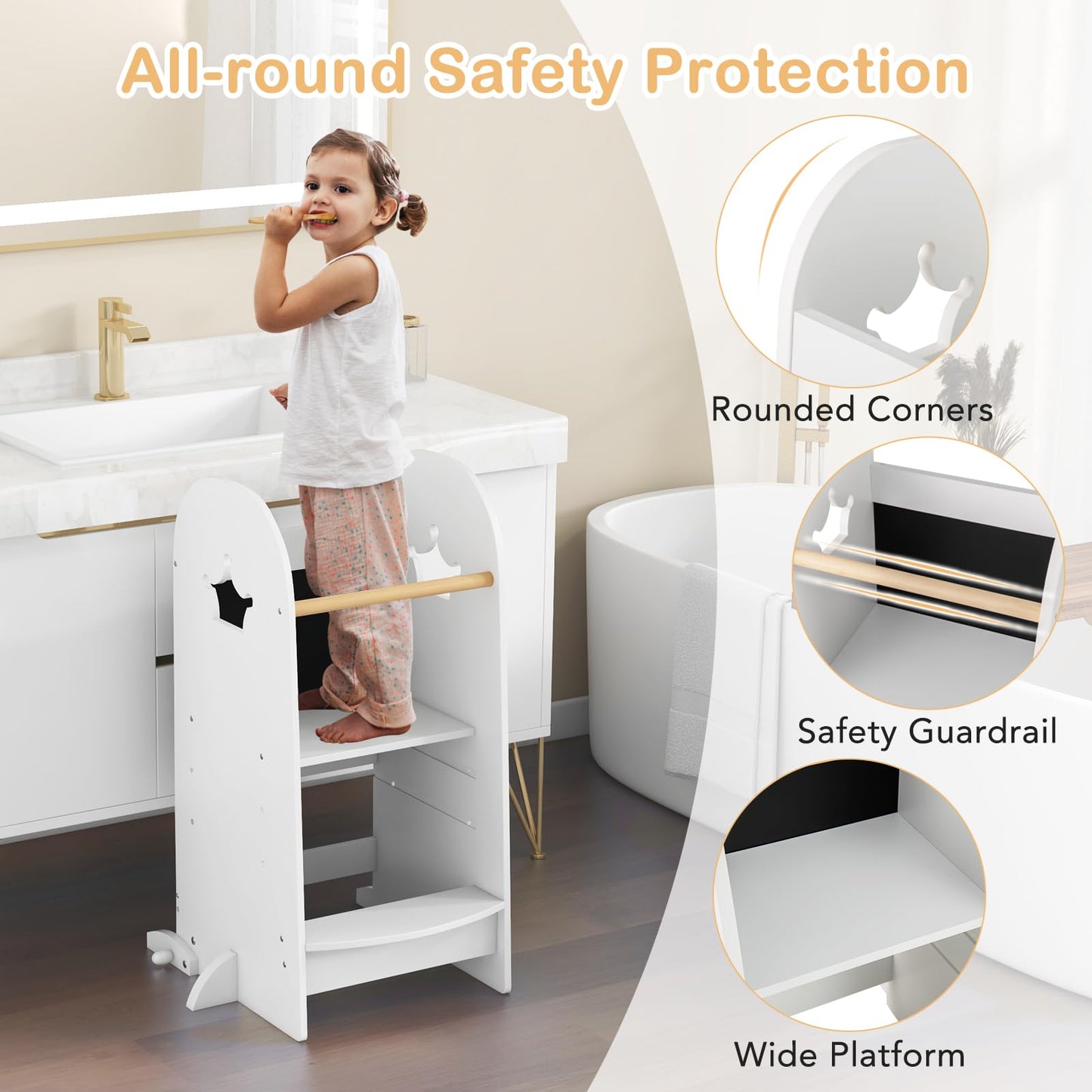3 Heights Adjustable Kitchen Stand Helper with Double-sided Chalkboard