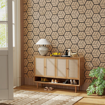 4 Pack Acoustic Panels for Walls Sound Absorbing Panel with 9 Hexagonal Wooden Boards