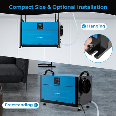 50/70L/Day Crawl Space Dehumidifier with 3 Modes and 24H Timer