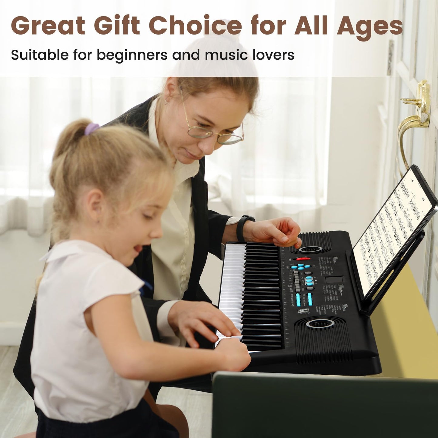 61 Key Keyboard Piano with Microphone for Beginners Kids Adults