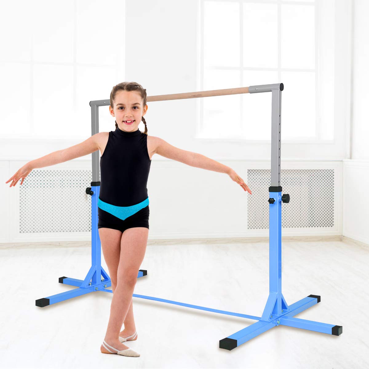 90-150cm Height Gymnastics Training Bar with Non-slip Rubber Pads