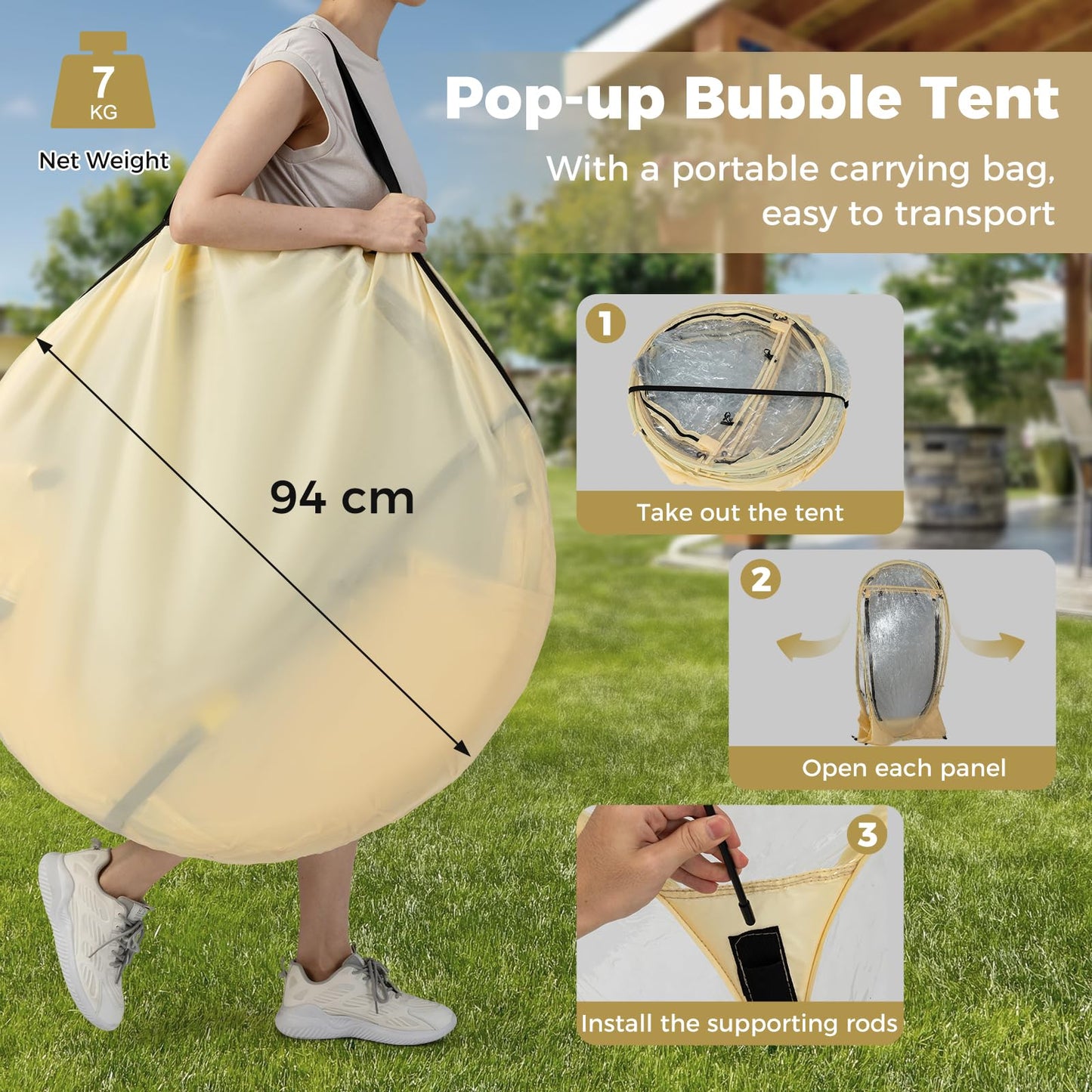 Instant Setup Weatherproof Cold-Proof Screen House for 4-6 People
