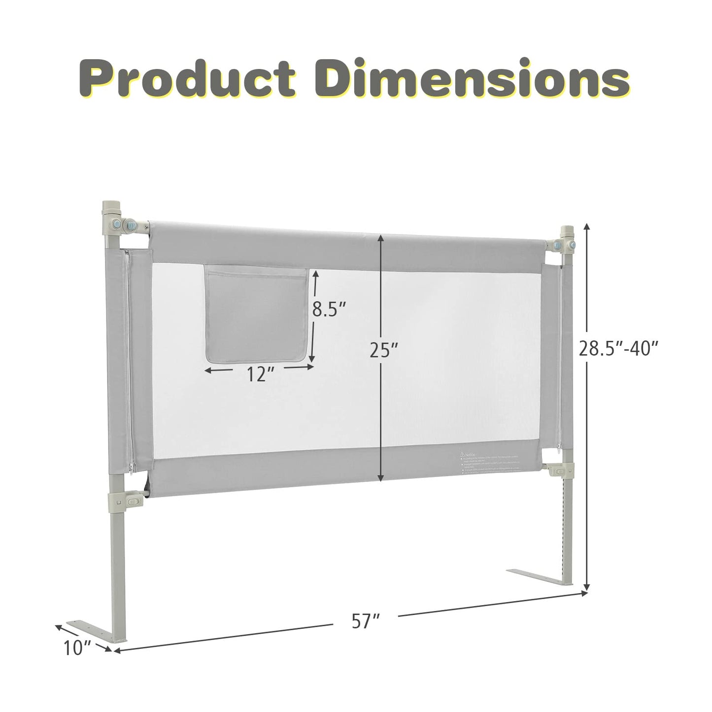 57’’ Extra Long, Height Adjustable & Foldable Baby Bed Rail