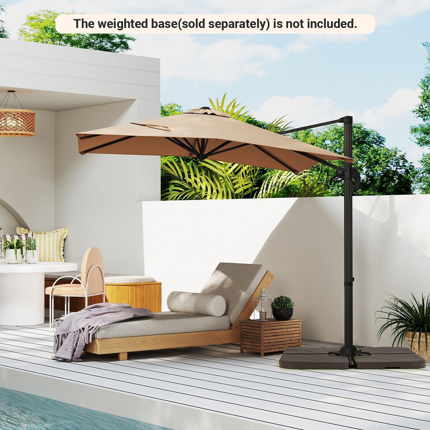 2.5M Square Offset Banana Umbrella with 5 Adjustable Tilt