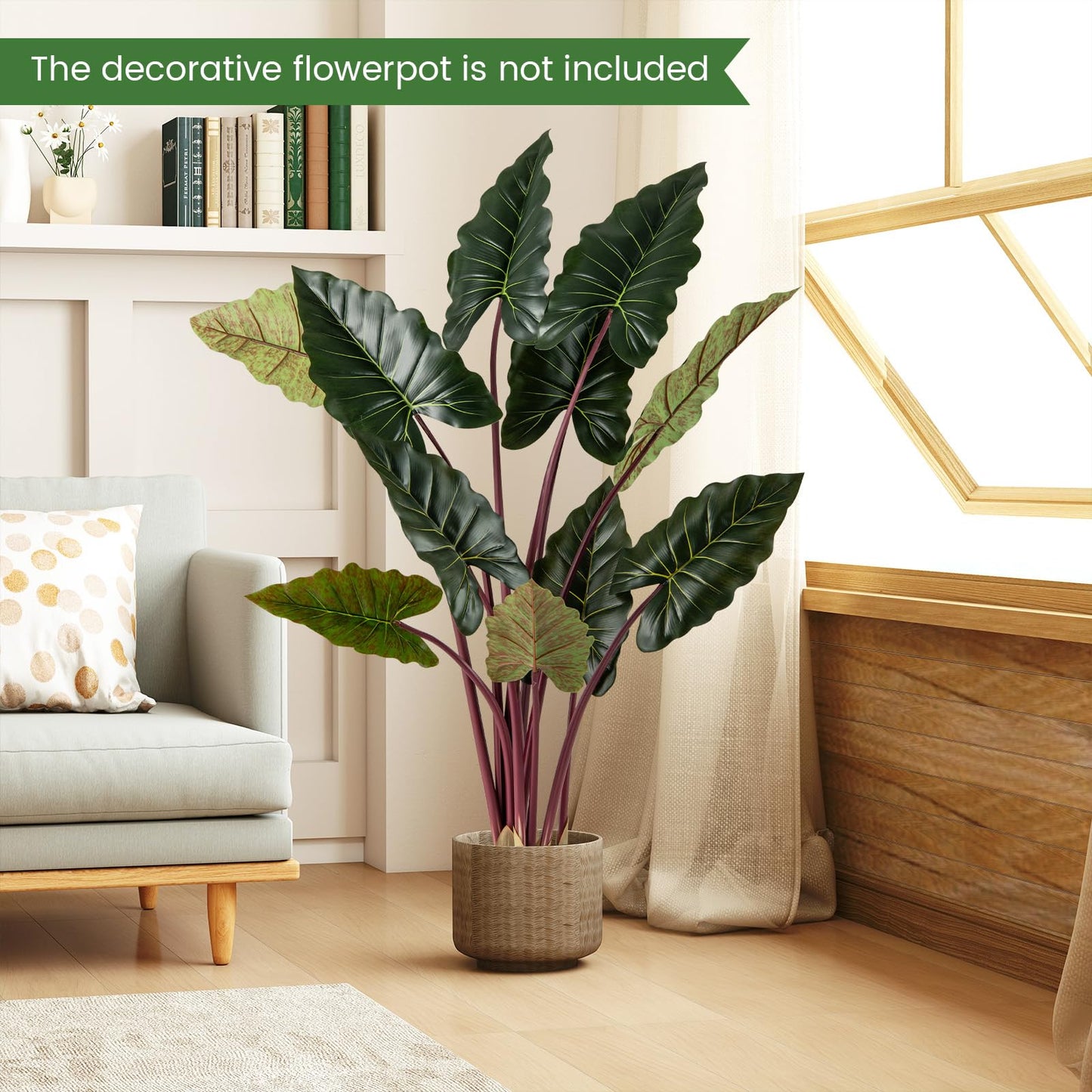 Artificial Rainbow Taro Tree 160cm Tall Fake Pre-potted Plant