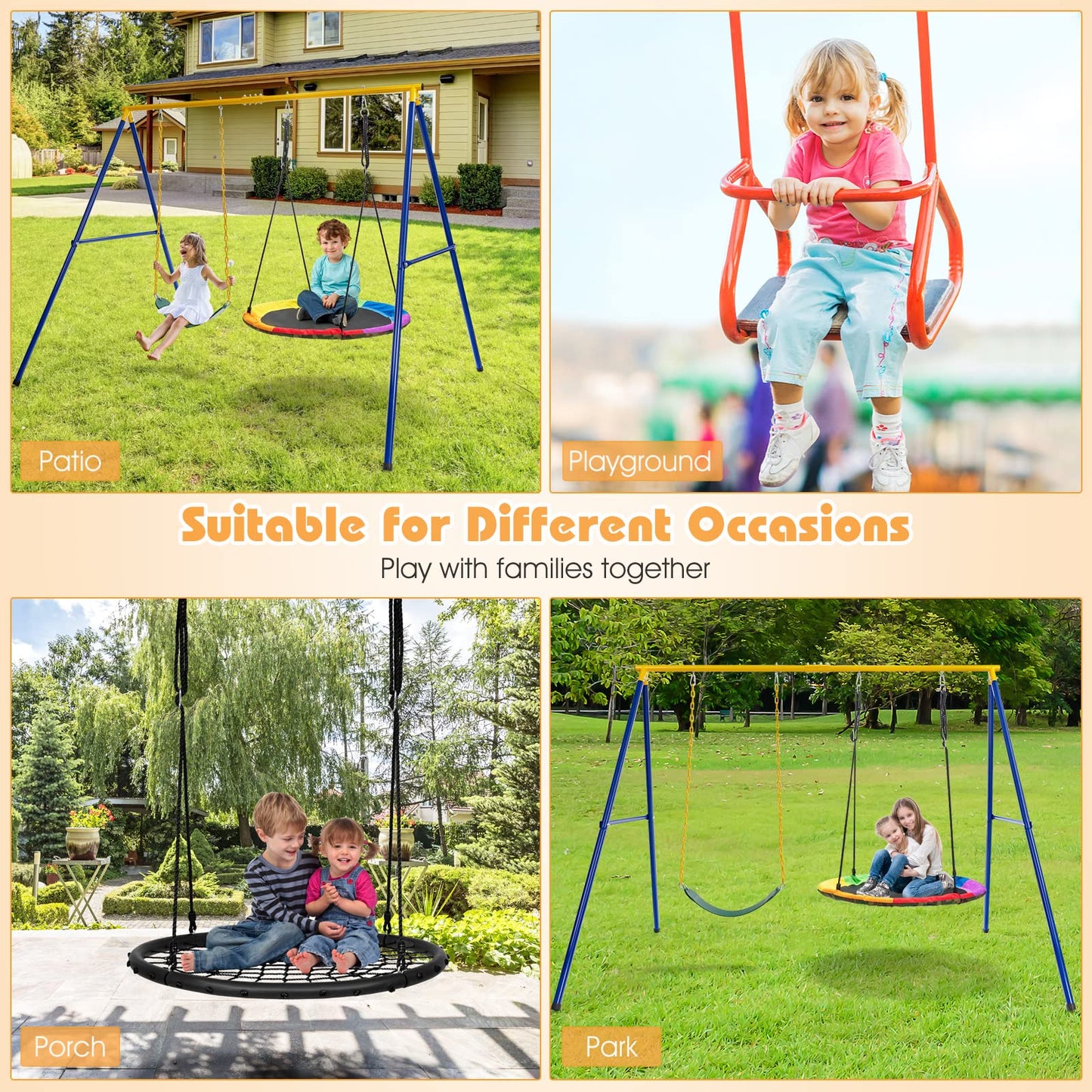 Metal Swing Stand for 2 Swings
