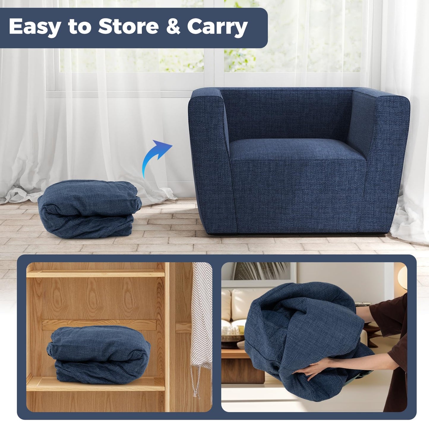 Inflatable Sofa Portable Blow Up Couch with Detachable Cover Single Lounger Air Sofa Chair