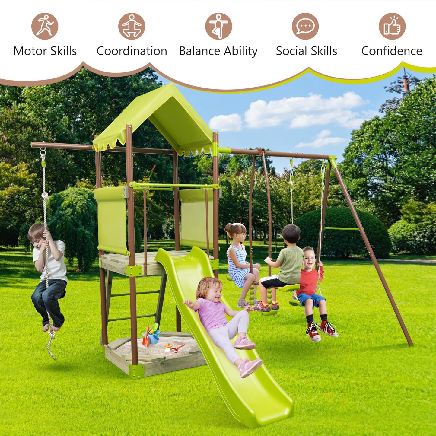 7 in 1 Heavy Duty Metal Swing Stand with Slide