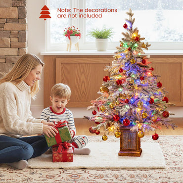 4 FT Pre-lit Artificial Christmas Trees 100 Multi-color and Warm White Dimmable Lights