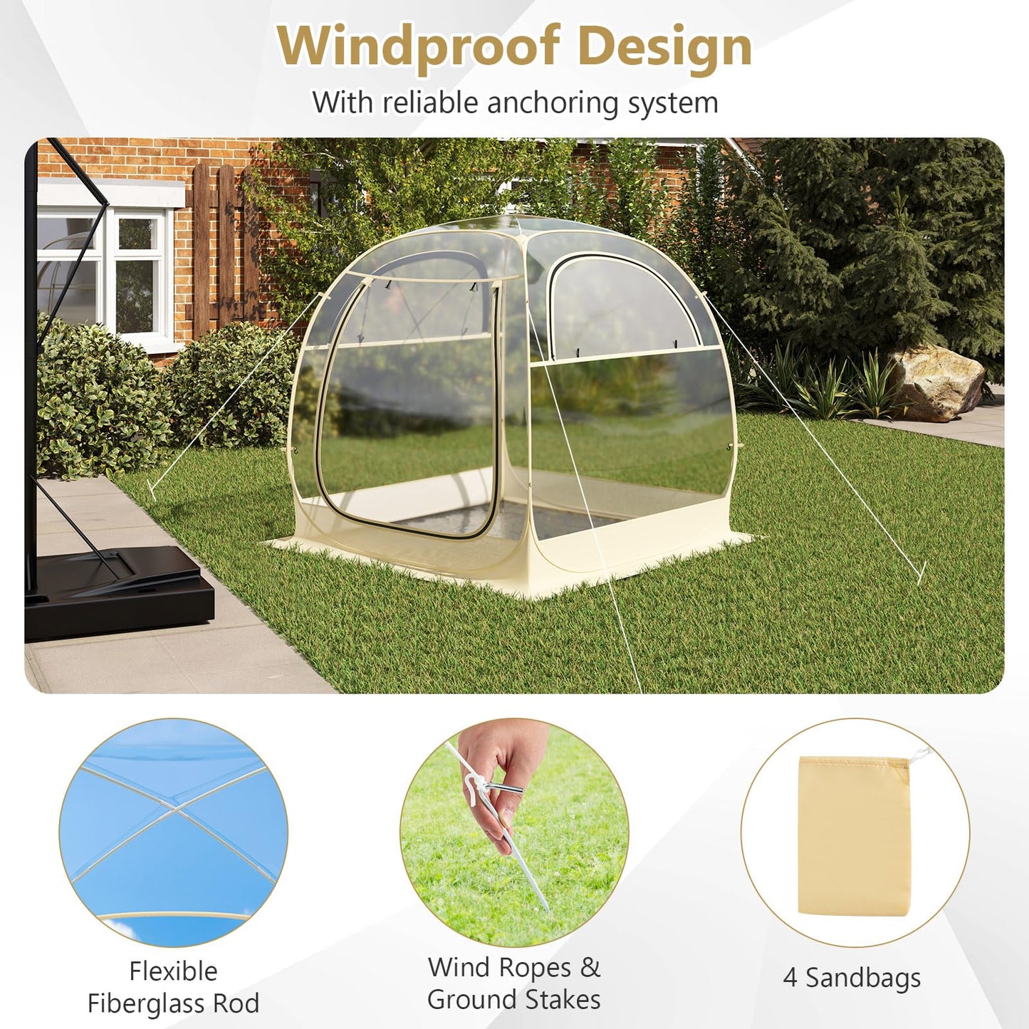 All Weather Clear Sport Shelter Dome House with Carrying Bag