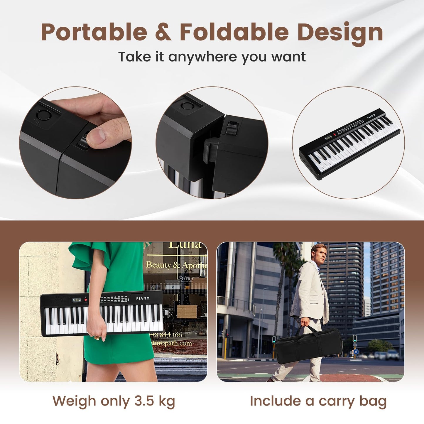 88 Key Folding Digital Piano Keyboard with Microphone