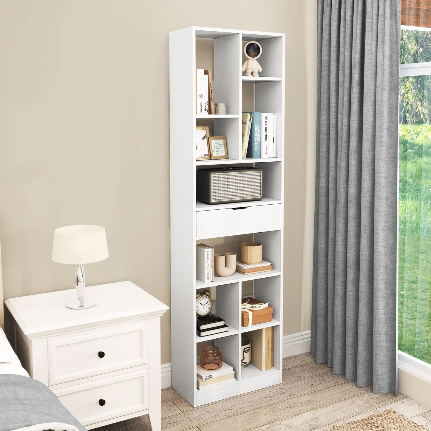 Modern Storage Bookshelf with Drawer for Living Room