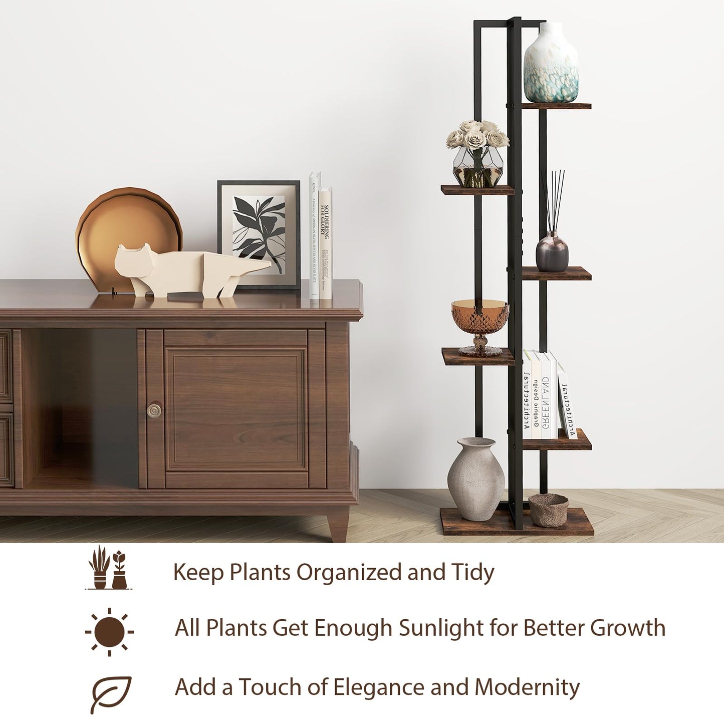 Set of 3 Plant Stand Set for Home Garden Patio Balcony