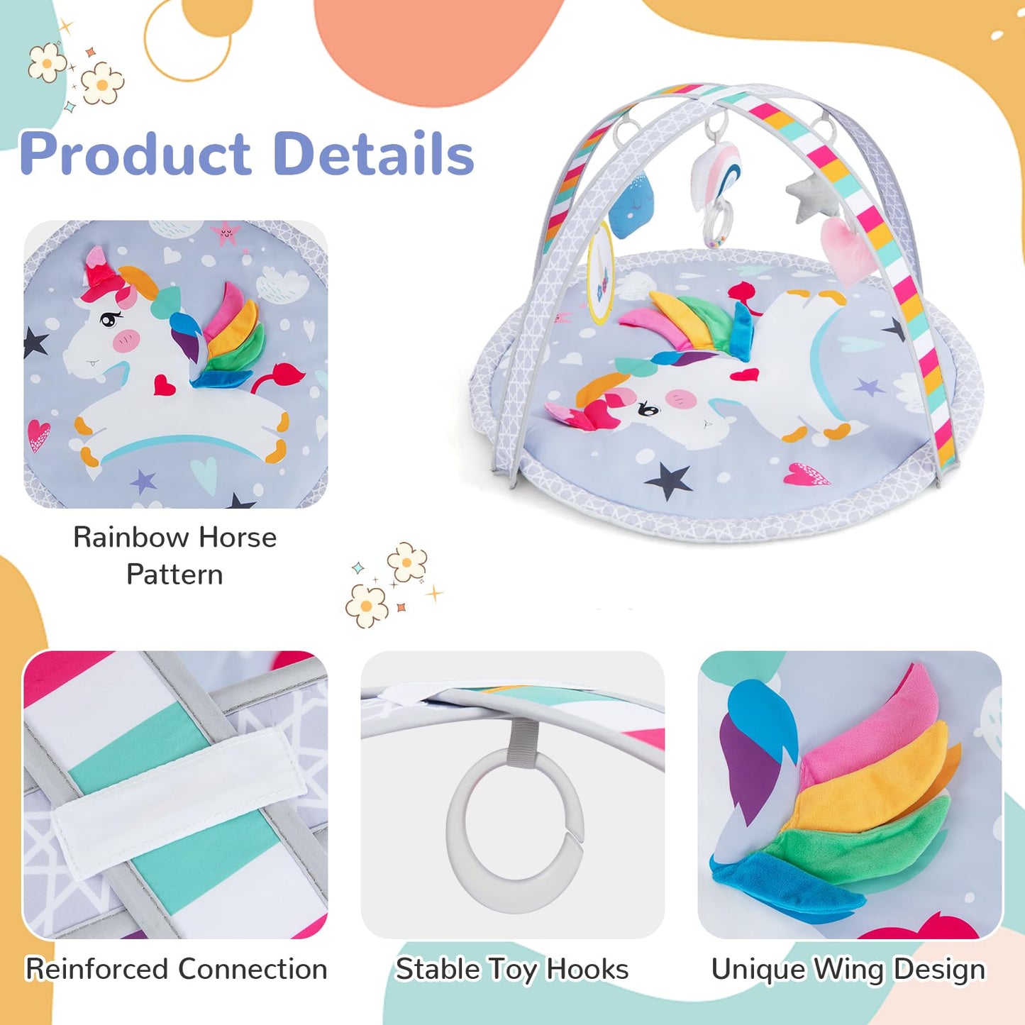 Activity Playmat with 5 Detachable Sensory Toys