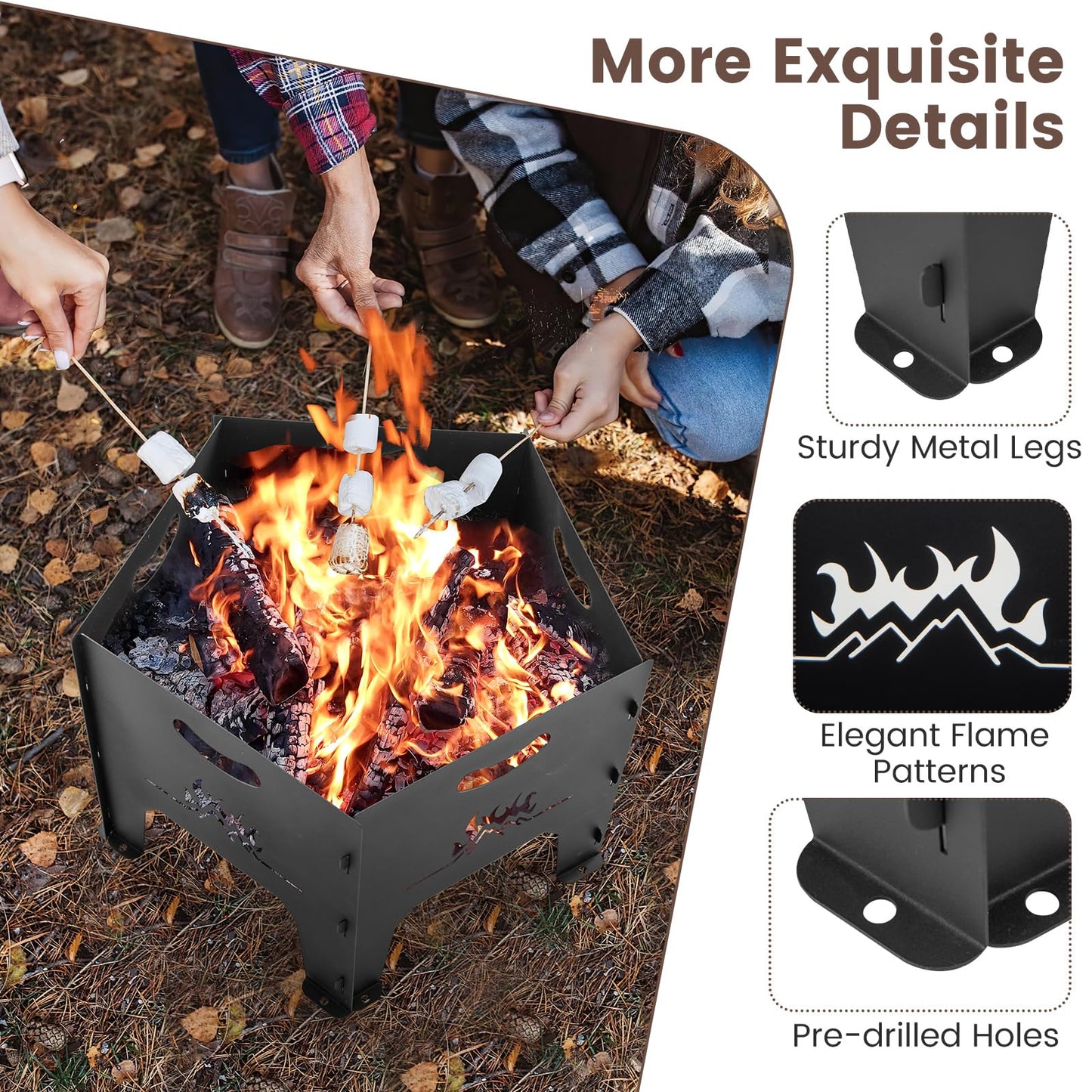 Collapsible Patio Wood Burning Fire Bowl with Carry Bag