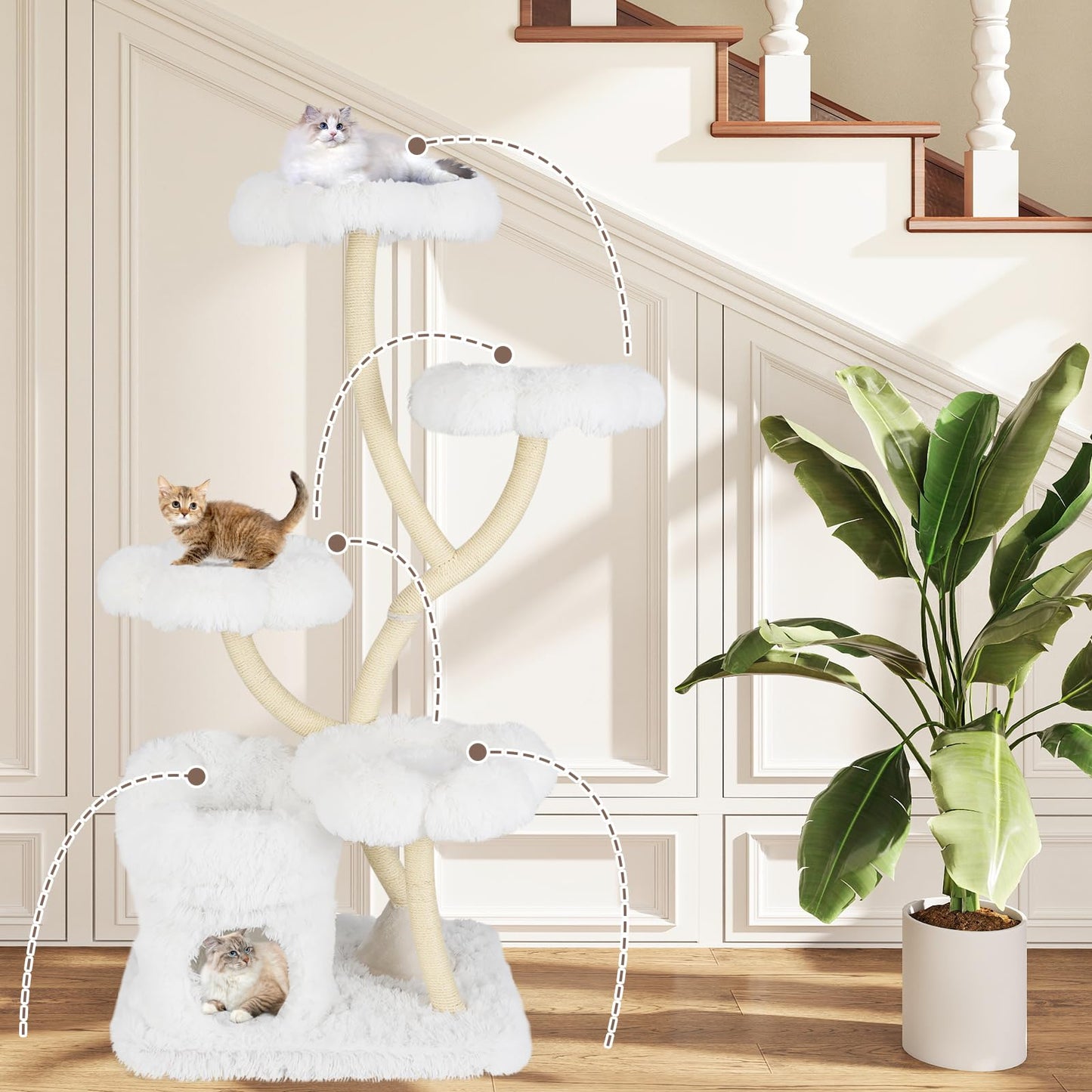 162cm Multi-Level Cats Climbing Tower with Condo for Indoor Kittens
