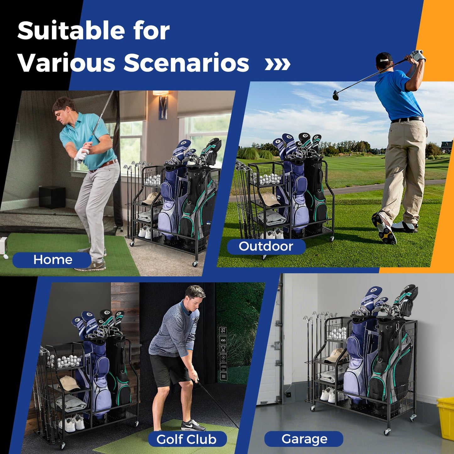 5-In-1 Golf Bag Storage Organizer with Storage Basket
