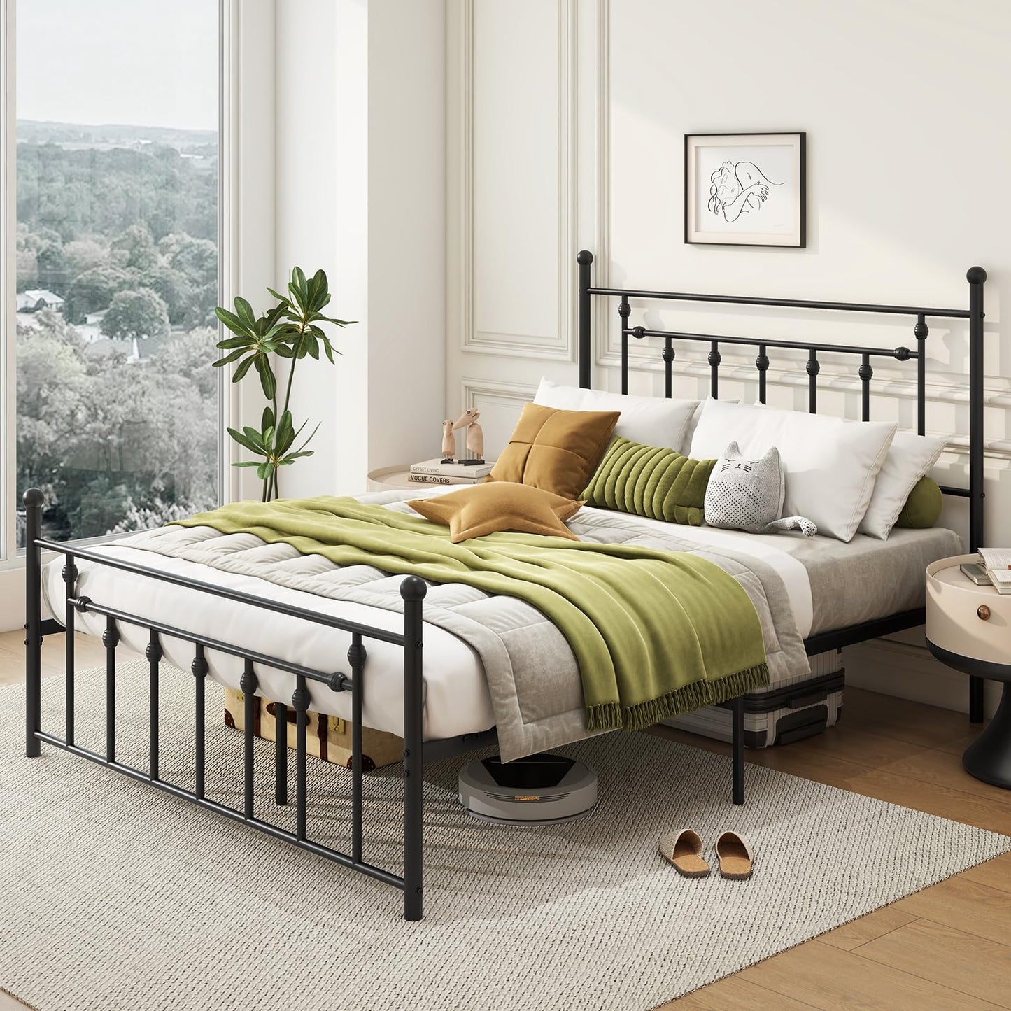 Single/Double/King Size Metal Bed Frame with Headboard