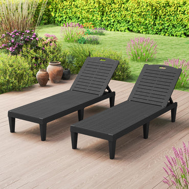Chaise Lounge Chairs Set of 2 with 5-Position Adjustable Backrests