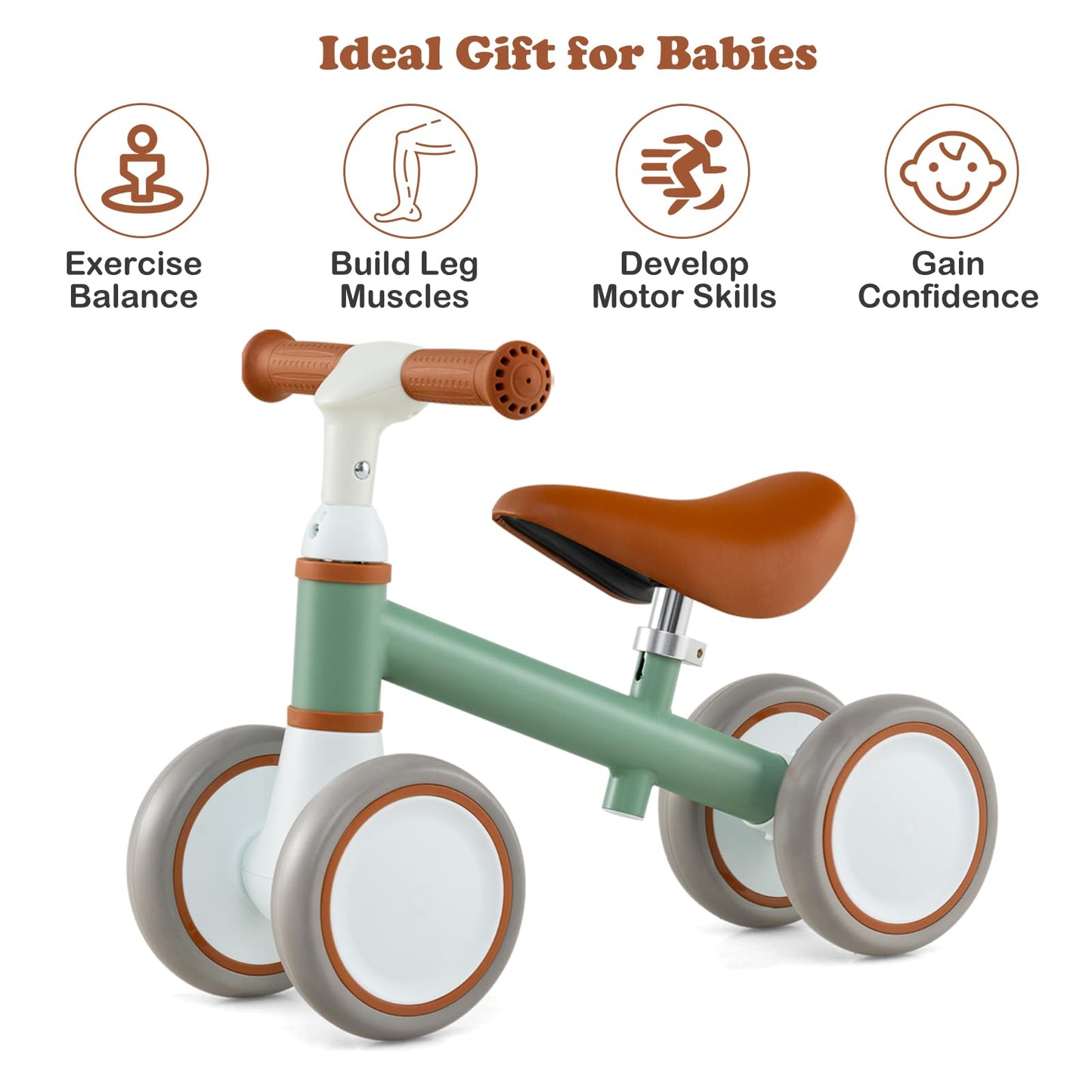 Baby Balance Bike with Height Adjustable Handle and Seat