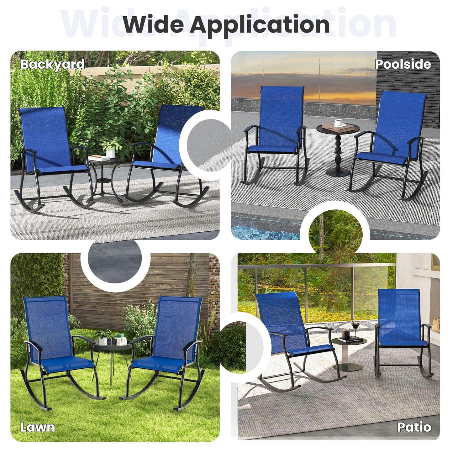 2 Pieces Outdoor Rocking Chairs with Breathable Backrest
