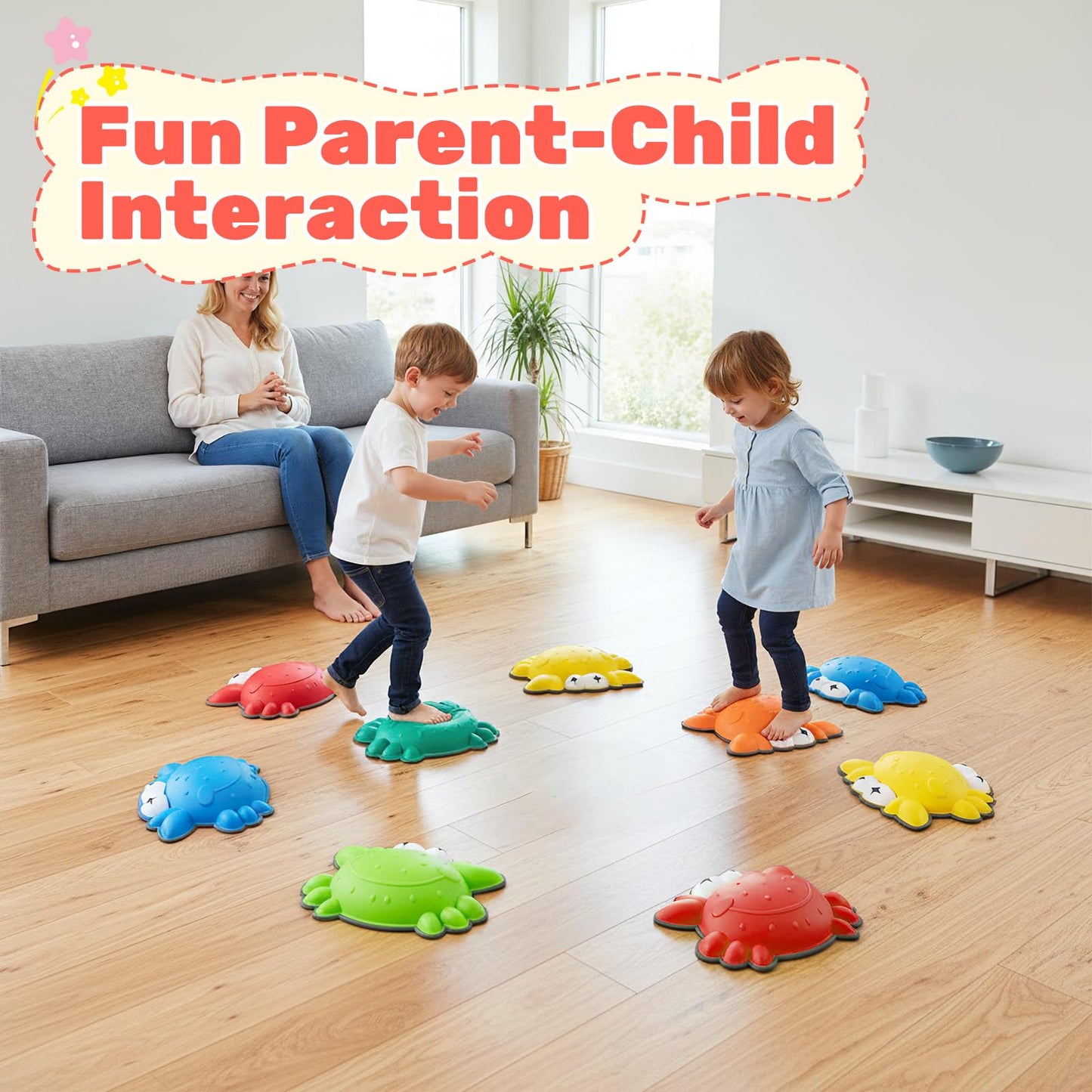 9 Pieces Non-Slip Toddler Stepping Stones for Kids Aged 3+
