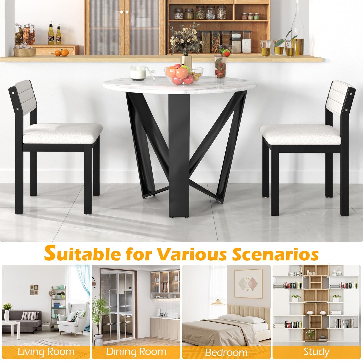 Imitation Lamb Fleece Home Chair with Upholstered Seat and Rubber Wood Legs